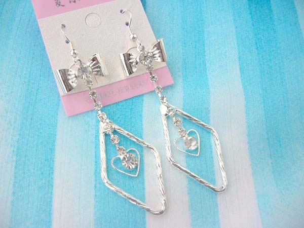 fashion accessory diamond frame holding heart earring, wholesale fashion apparel jewelry accessories