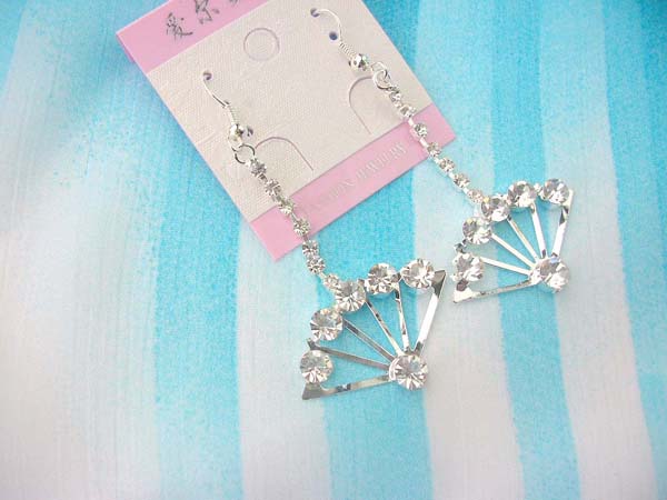 fashion accessory irregular fan shape cz earring, china wholesale supplier