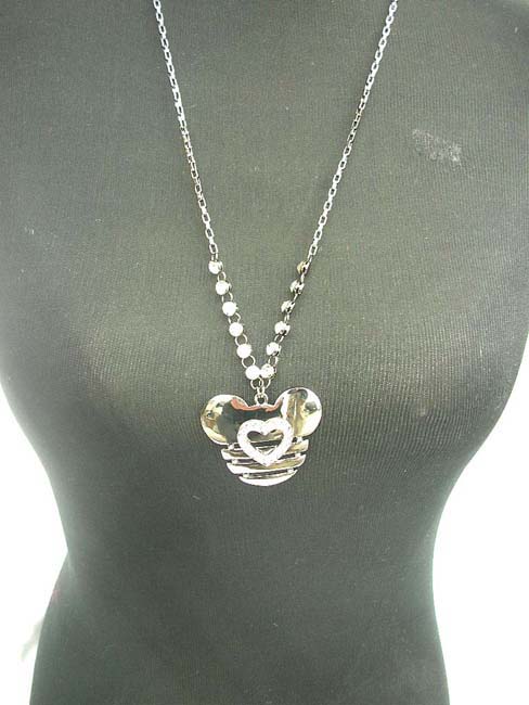 Mouse head with heart wholesale fashion necklace