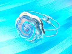 Flower spiral color glass metal bangle 