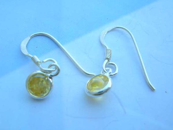 Yellow round cz, Thailand 925 sterling silver earring