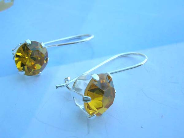 Genius 925 sterling silver circular citrine cz clip earring
