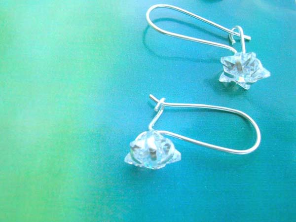 Clear star cz, Stamped 925 sterling silver earring, Made in Thailand