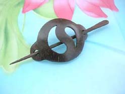 YingYang circle coconut wooden hairpin