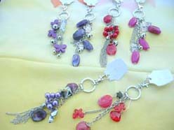 dangle charms beads keyring wholesale, red pink purple beads