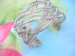 silver finish weave cutout bracelet cuff 