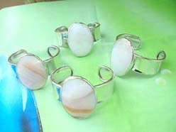 white oval semi-precious stone bangle cuff bracelet