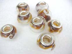 pandora style jewelry murano glass beads brown and white color