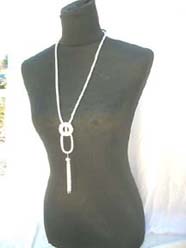 Silver long necklace with cz round shape pendant 