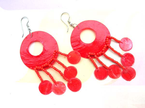 Red chandelier dye fashion seashell earring