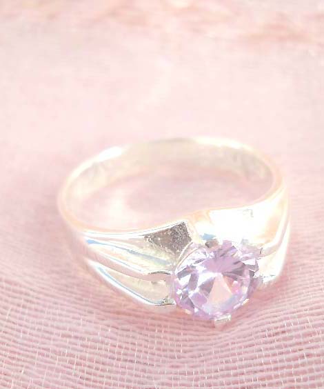 Enlarge pendant purple flower cz design, precious 925. sterling silver ring