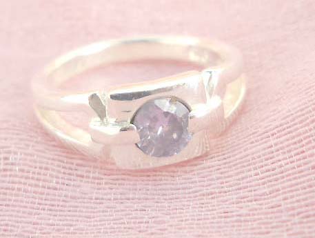Collectible stamped 925 sterling silver purple rhinestone with square shape ring