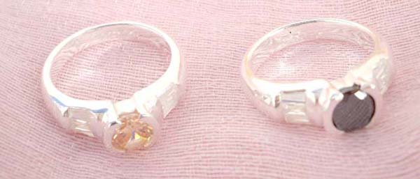 Great stamped 925 sterling silver a dot crystal with a rectangular decor ring