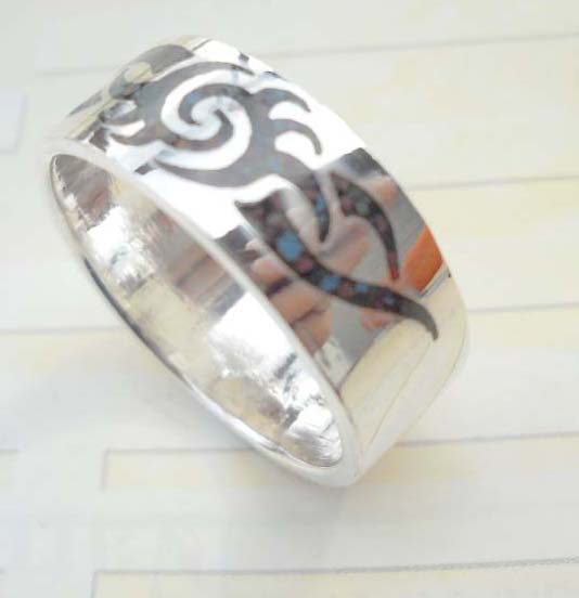 Collectible stamped 925 sterling silver tattoo sun ring