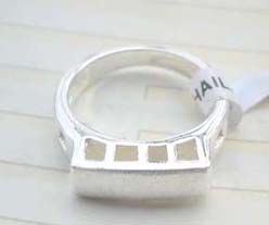 Great stamped 925 sterling silver plain rectangular ring 