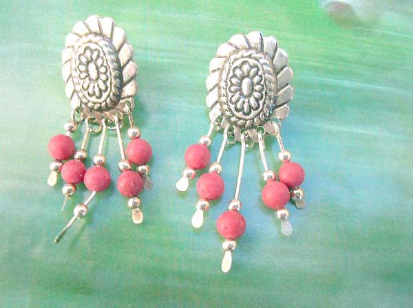 made in Thailand, bali style chandelier red bead ,925 sterling silver earring