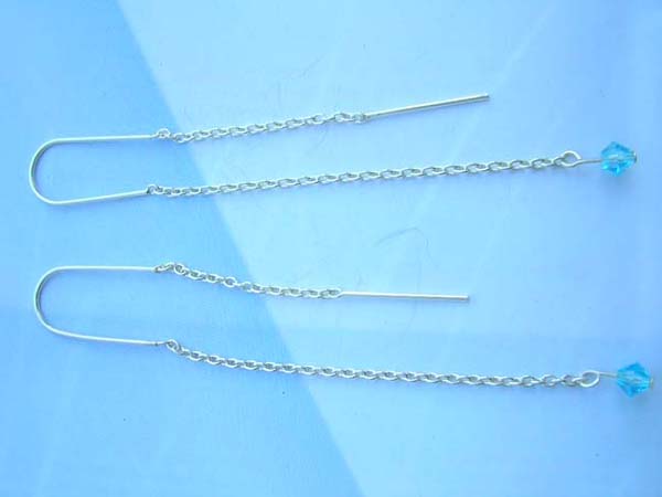 Topaz crystal bead threader 925 sterling silver earring, made in Thailand