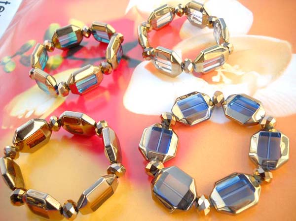Rectangular gold plated bead fashion bracelet, jewelry wholesale distributors