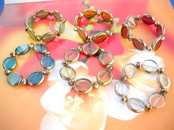 Round gold plated glass bead fashion bracelet, wholesale gift suppliers