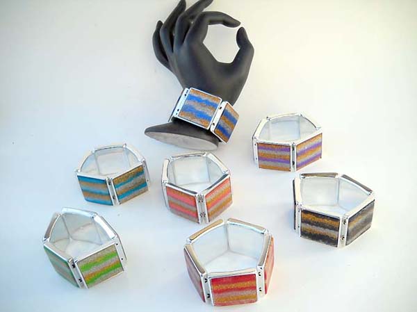 Multi rainbow line pattern square bracelet