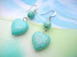 wholesale genuine turquoise earring in heart design