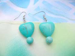Handcrafted turquoise earrings with heart