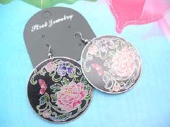 costume jewelry earring rose painting in black