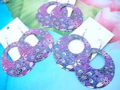 blue purple pinkish color painting earrings in floral designs