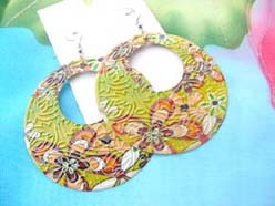 green orange color painting fashion earring floral garden theme