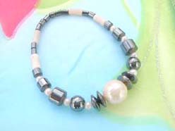 wholesale imitation pearl and hematite beaded bracelet