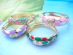 trendy crystal cloisonne enamel hinged bangle bracelet in assorted colors 