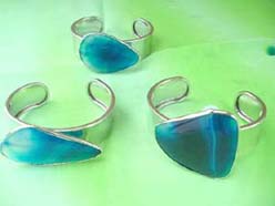 natural gemstone cuff bangle, blue agate genuine gemstone from Brazil 