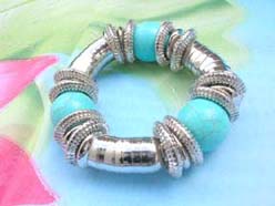 stretch bracelet elastic with genuine gemstone turquoise beads