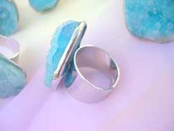 blue natural gemstone ring, open adjustable size 