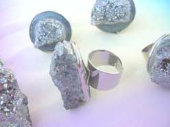 silver tone sparkling semi-precious stone ring