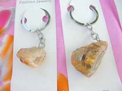 keyrings with natural semi precious stone pendant