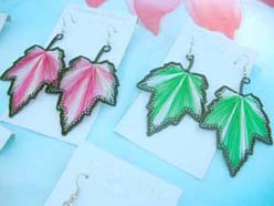 Silk Thread Chandelier Hot Fashion Earrings Maple Leaf Designs Assortment