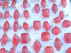 Red agate gemstone ring