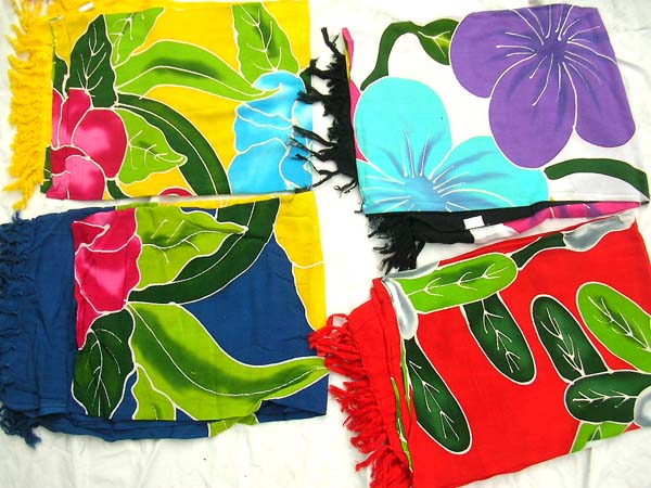 Quality hand painting flower sarong