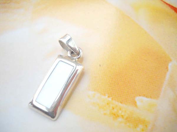  Rectangular white seashell, beautiful 925. sterling silver pendant, silver jewelry wholesaler