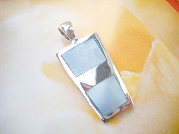  Vase shape with blue seashell inlaid, beautiful 925. sterling silver pendant, wholesale silver gemstone jewelry