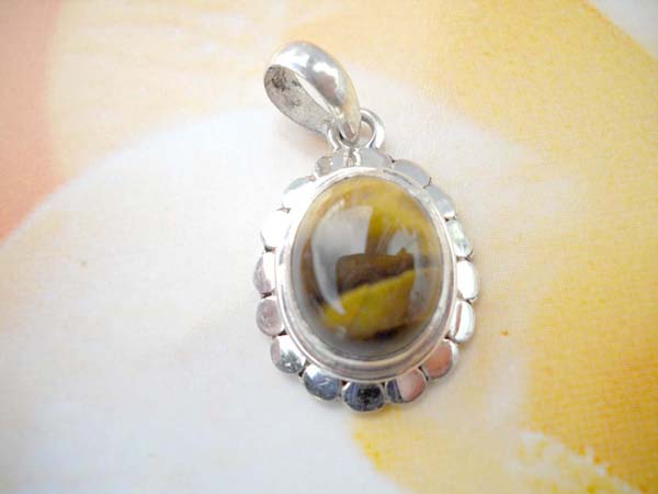  Trendy 925. sterling silver round tiger eye's pendant, wholesale costume jewelry