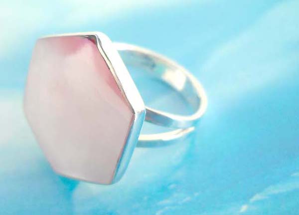 Fashion stamped 925 sterling silver a pinky seashell hexagon ring