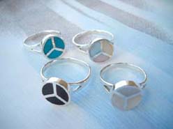 Unique 925 sterling silver ring with peace sign